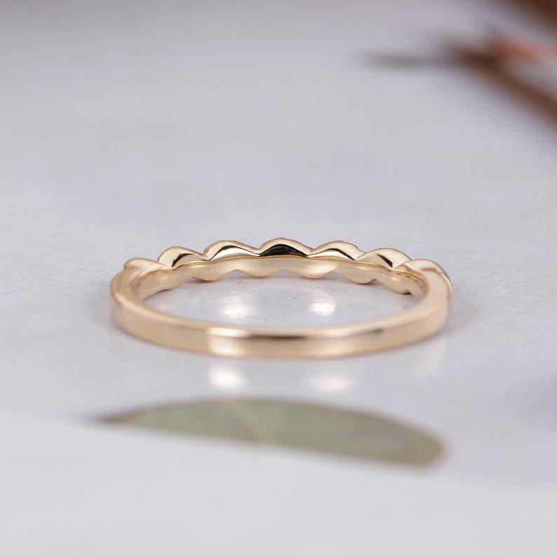 Unique Women Dainty Minimalist Yellow Gold Stacking Promise Wedding Band For Gift - JBR Jeweler
