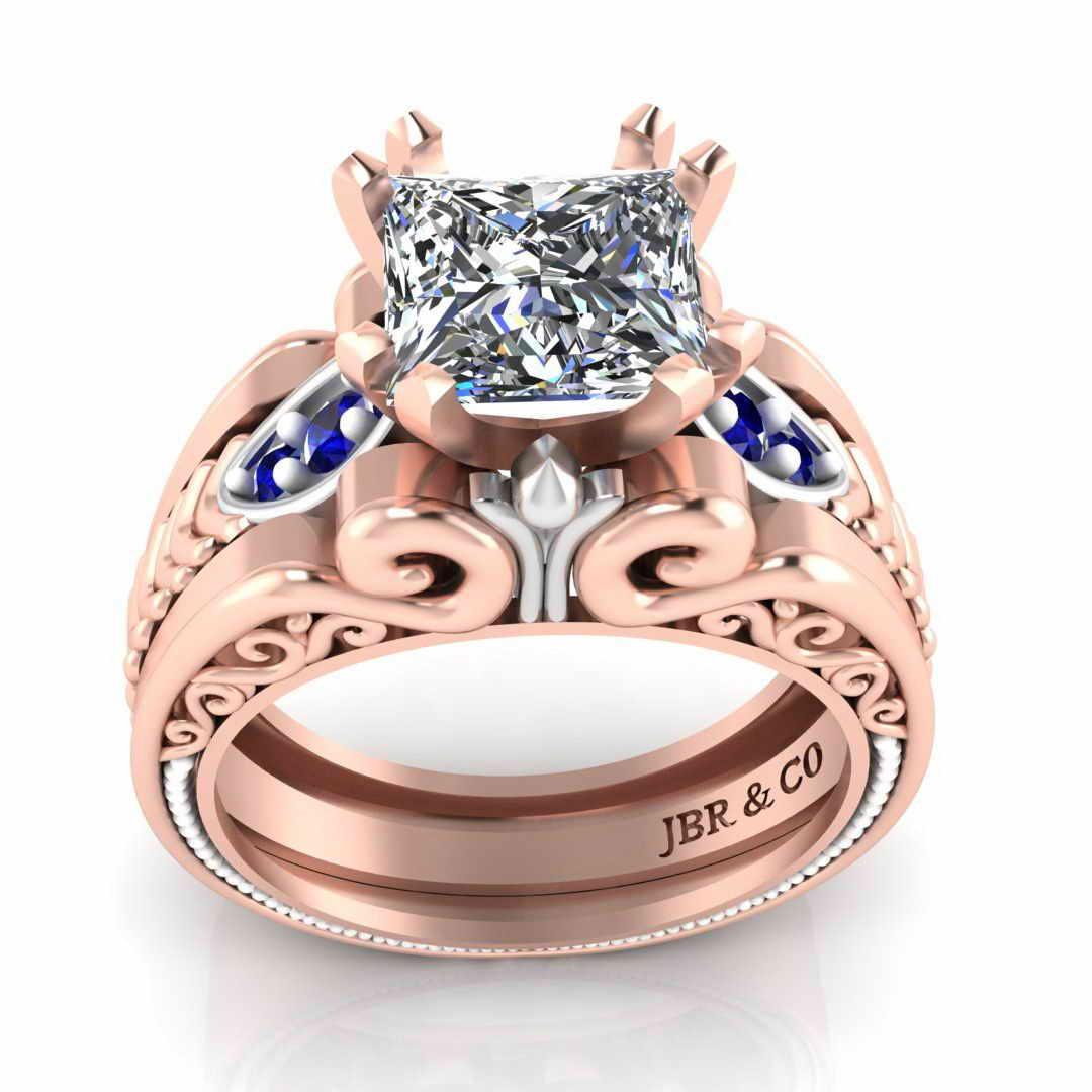 Vintage Inspired Solitaire Princess Cut Sterling Silver Ring - JBR Jeweler