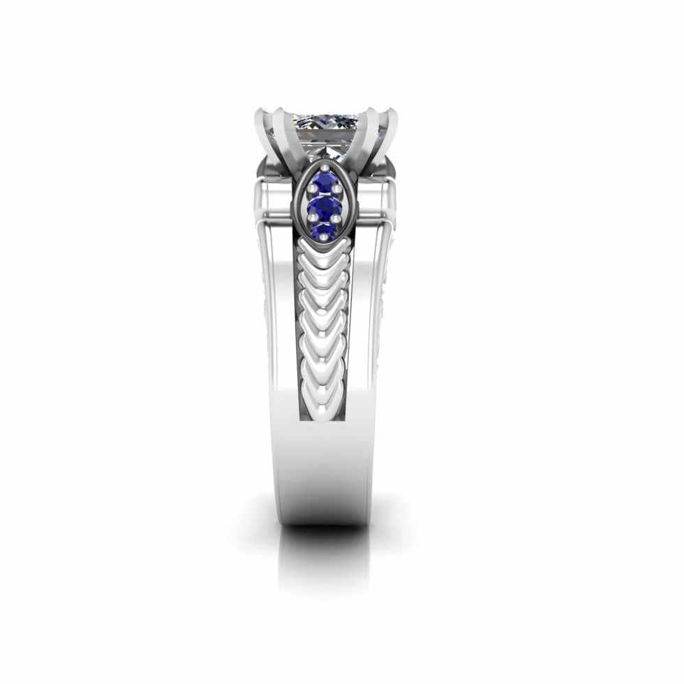 Vintage Inspired Solitaire Princess Cut Sterling Silver Ring - JBR Jeweler