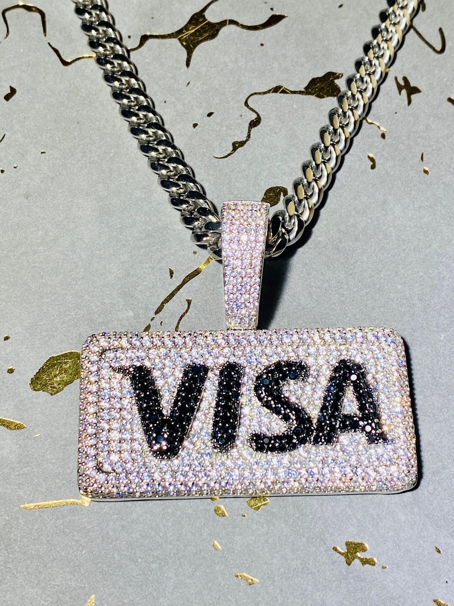 VISA Debit Credit Card Custom VVS Moissanite Iced out Pendant - JBR Jeweler