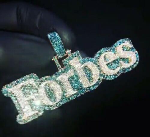 JBR Jeweler iced out pendant VVS Moissanite White & Blue Sapphire Diamond Iced Out Hip Hop Pendant