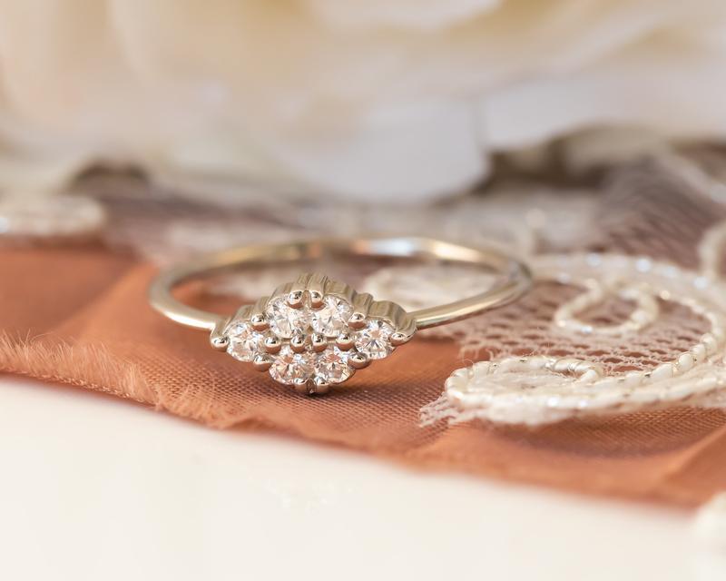 White Gold Soulmate Moissanite Diamond Cluster Promise Anniversary Ring For Women - JBR Jeweler