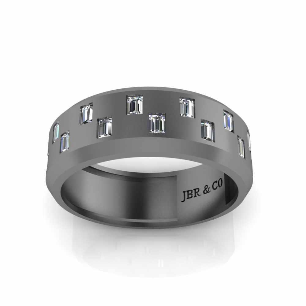 Zigzag Pattern Bezel Set Sterling Silver Men's Wedding Band - JBR Jeweler